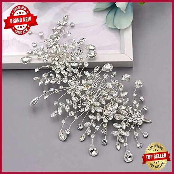 Silver Rhinestone Wedding Tiara Bridal Hair Comb Accessory main image 5